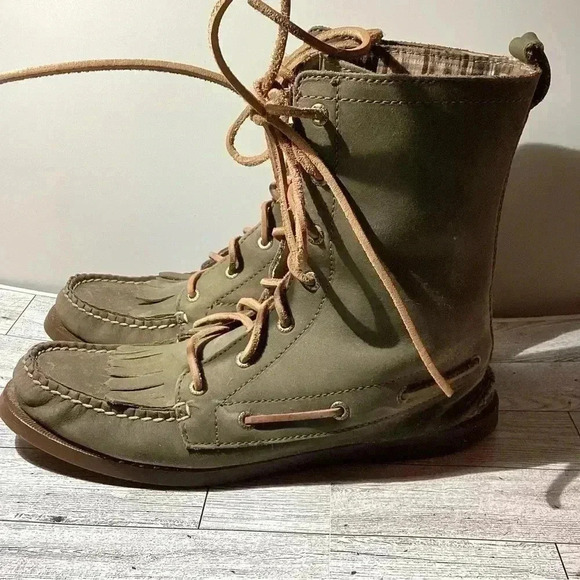 Sperry boots olive suede leather boots size 71/2 - Picture 2 of 5